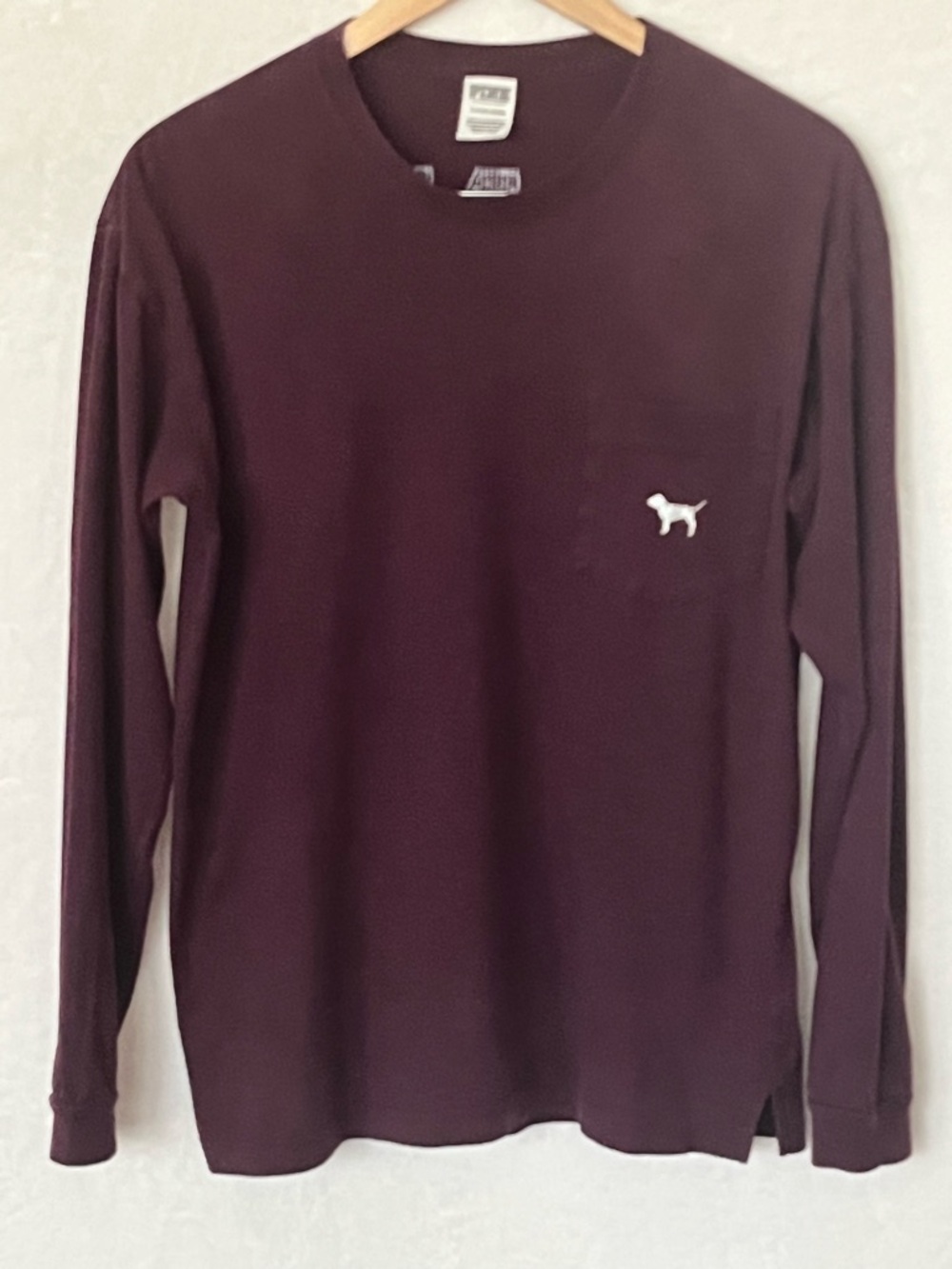 PINK Victoria’s Secret Crewneck Long Sleeve Shirt Tee Burgundy S Sequin